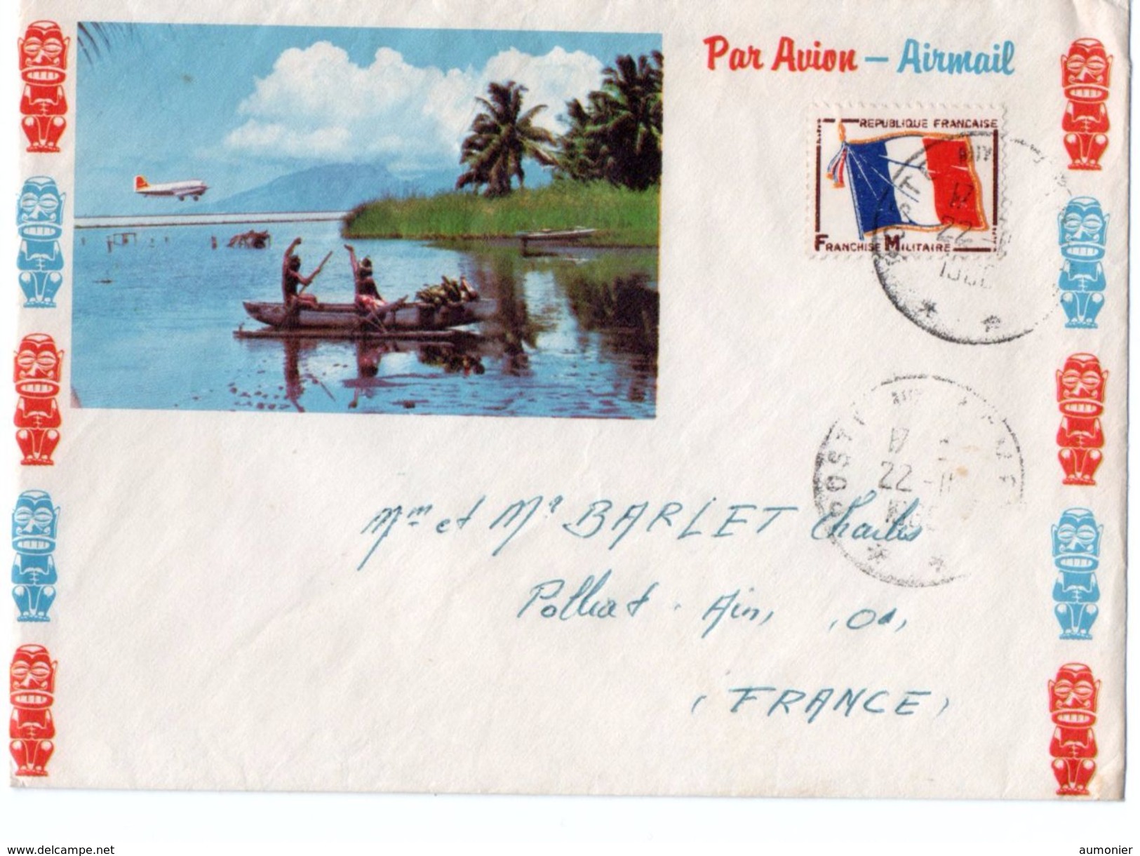 TAHITI - Lettre Illustrée Envoi Par Avion . Cachet " Poste Aux Armées " - Lettres & Documents