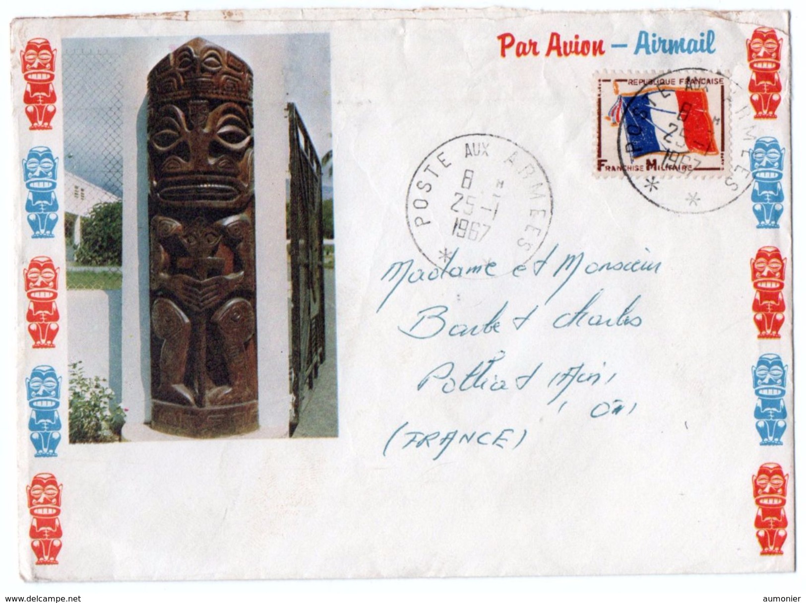 TAHITI - Lettre Illustrée Envoi Par Avion . Cachet " Poste Aux Armées " - Cartas & Documentos