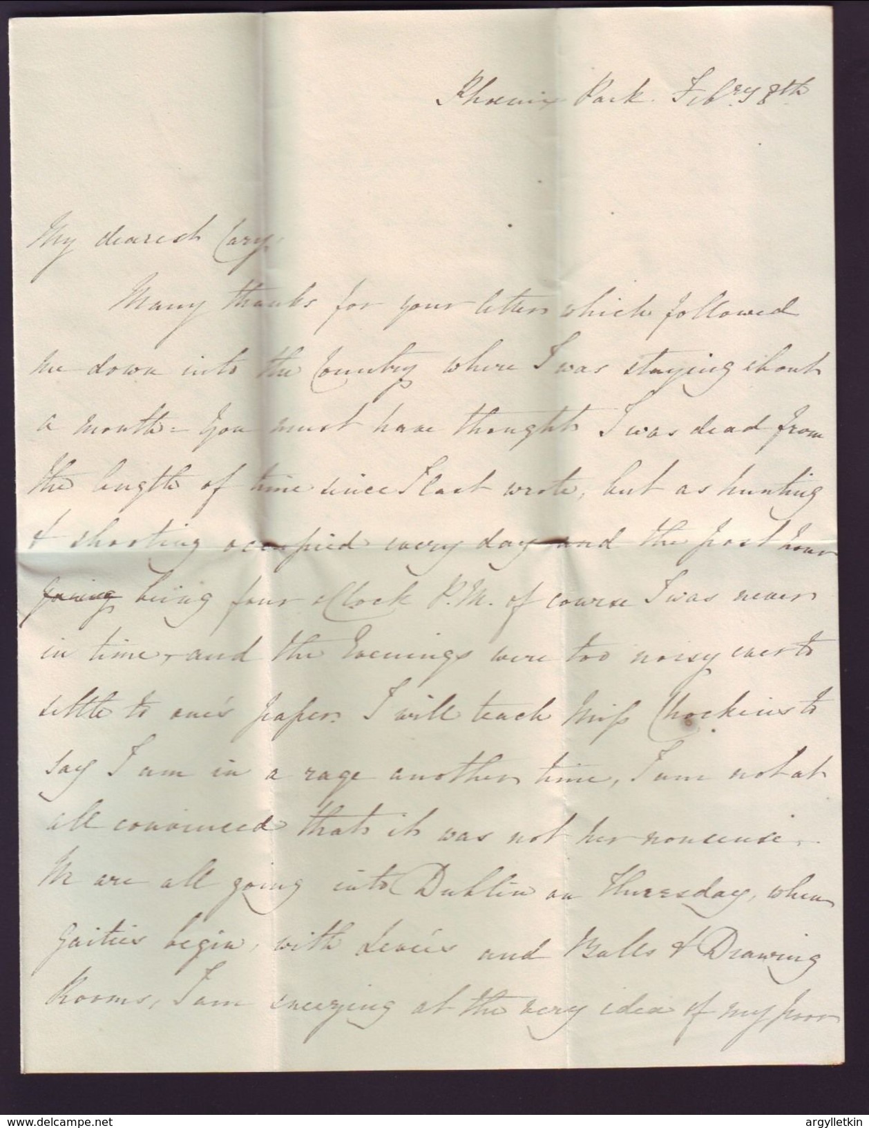 IRELAND FREE ATHLONE 1829 PHOENIX PARK 1830 TO SURREY, ENGLAND - ...-1840 Prephilately