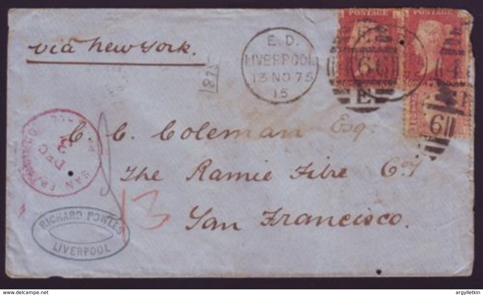 GB QUEEN VICTORIA LIVERPOOL SAN FRANCISCO POSTAL INSTRUCTIONAL - Brieven En Documenten