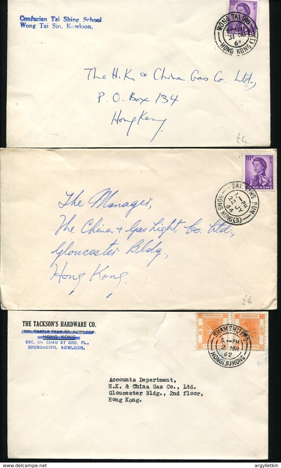 HONG KONG POSTMARKS WONG TAI SIN SHAMSHUIPO NORTH POINT 1962/4 - Briefe U. Dokumente