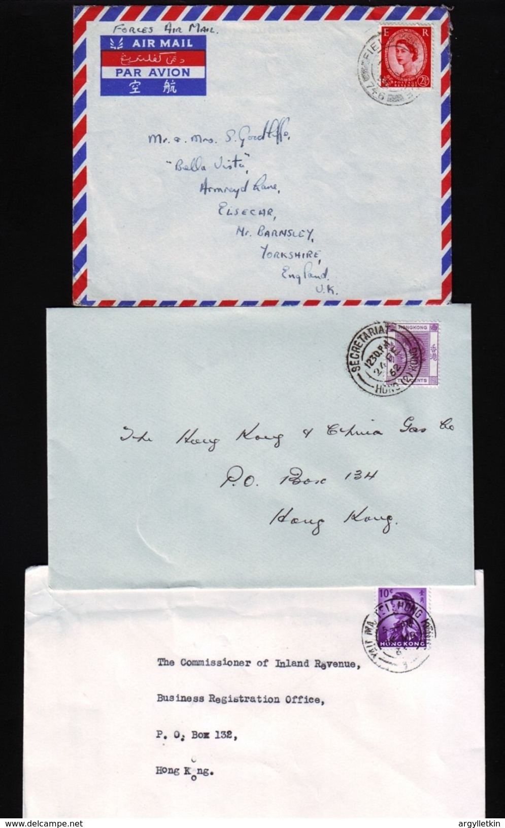 HONG KONG QE2 POSTMARKS 1960's - Lettres & Documents