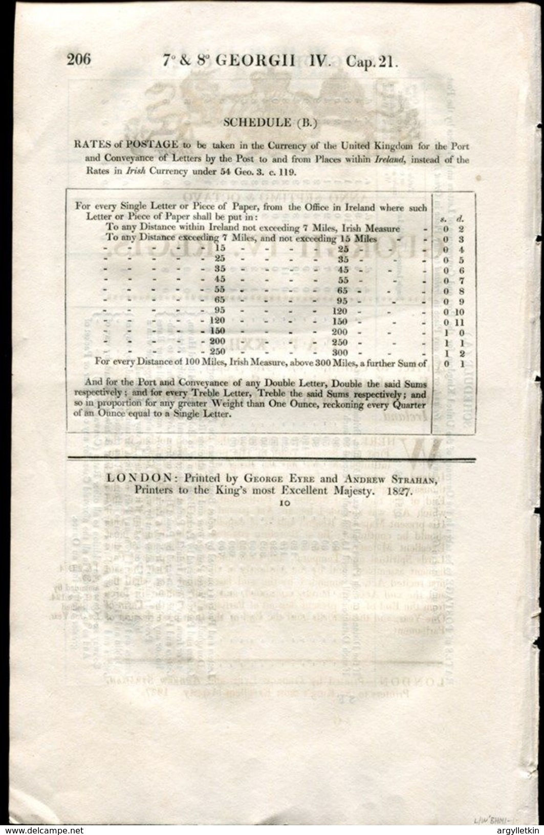 GREAT BRITAIN GEORGE 4th POSTAGE RATES IRELAND 1827 - ...-1840 Prephilately