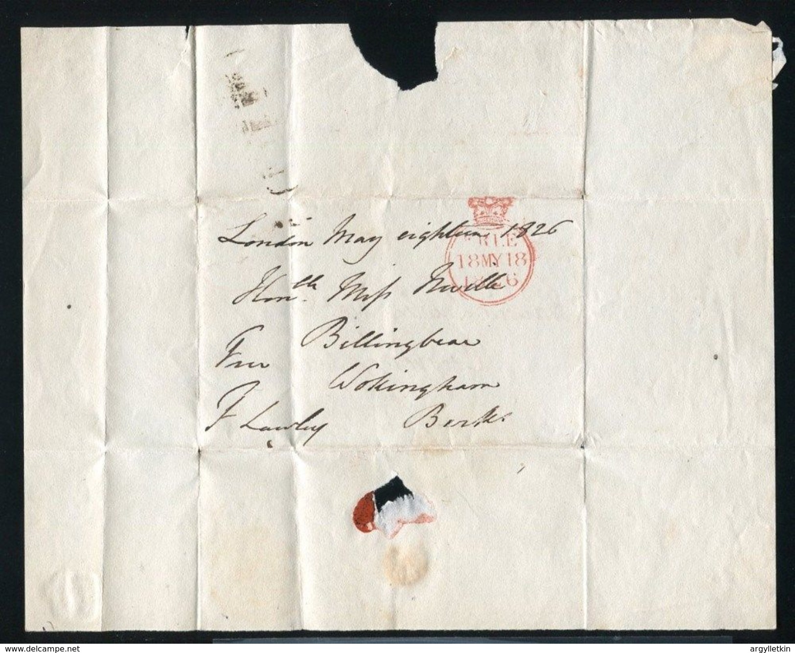 GREAT BRITAIN FREE FRANK TURNED LETTER NEWARK NOTTS LAWLEY M.P 1826 - ...-1840 Precursori