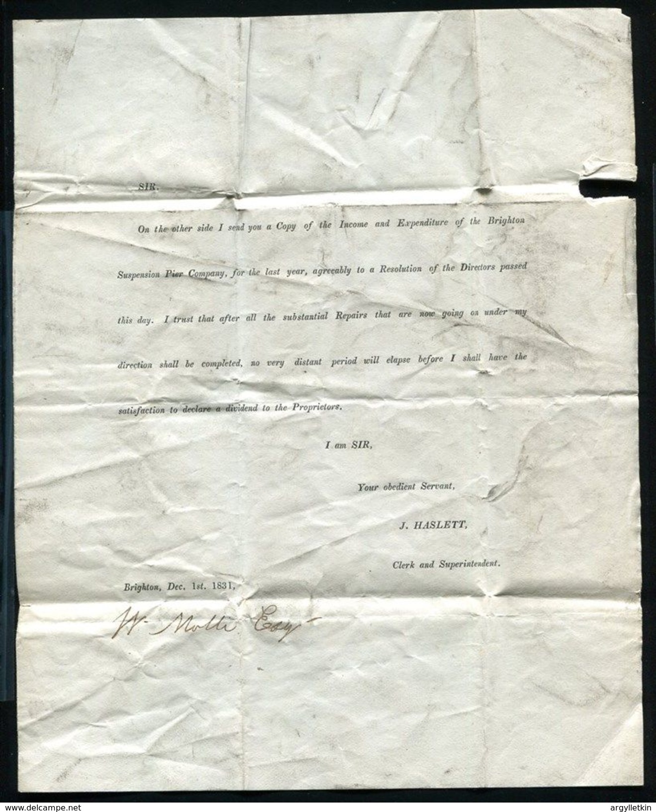 GREAT BRITAIN 1831 PRINTED REPORT BRIGHTON SUSPENSION PIER EDINBURGH - ...-1840 Prephilately