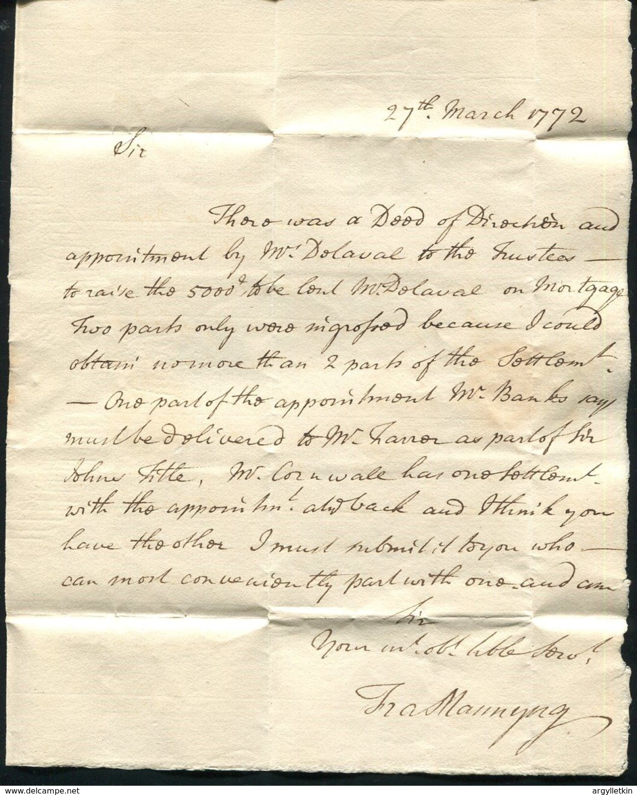 GREAT BRITAIN 1772 LONDON SATURDAY POST DAVIES RECEIVER STAMP - ...-1840 Precursori