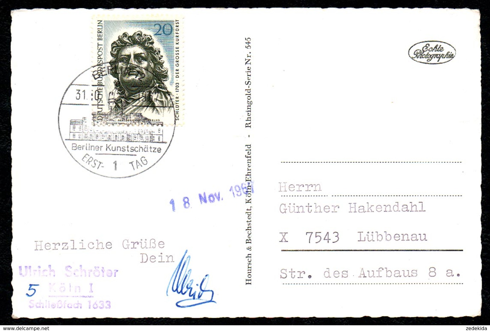 A3561 - Alte Postkarte - Sonderstempel Ersttagsstempel Berlin 1967 TOP - Maschinenstempel (EMA)