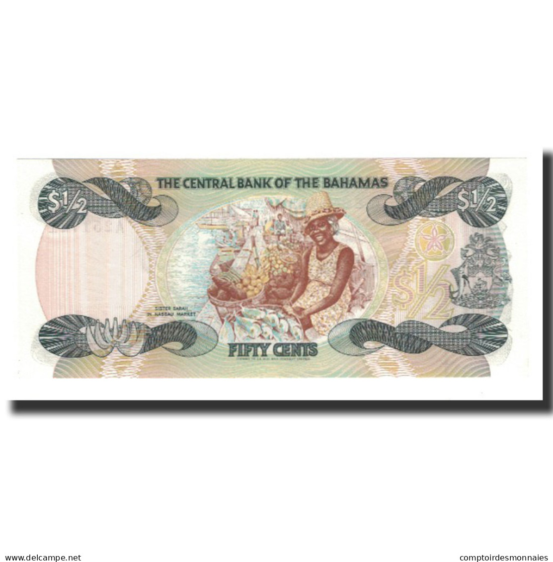 Billet, Bahamas, 1/2 Dollar, L.1974 (1984), KM:42a, NEUF - Bahamas