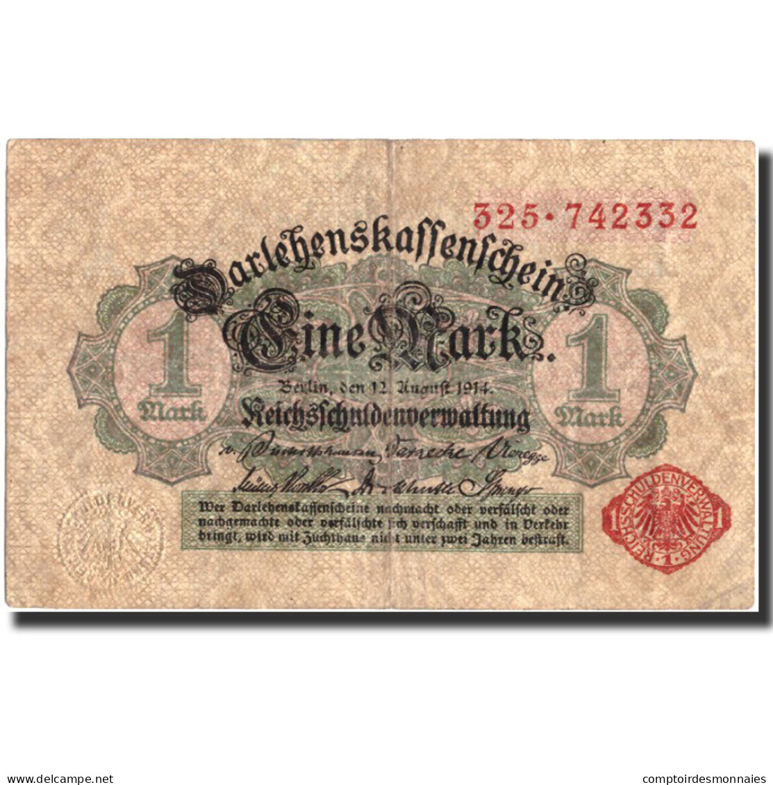 Billet, Allemagne, 1 Mark, 1914, 1914-08-12, KM:51, SUP - [ 1] …-1871 : German States