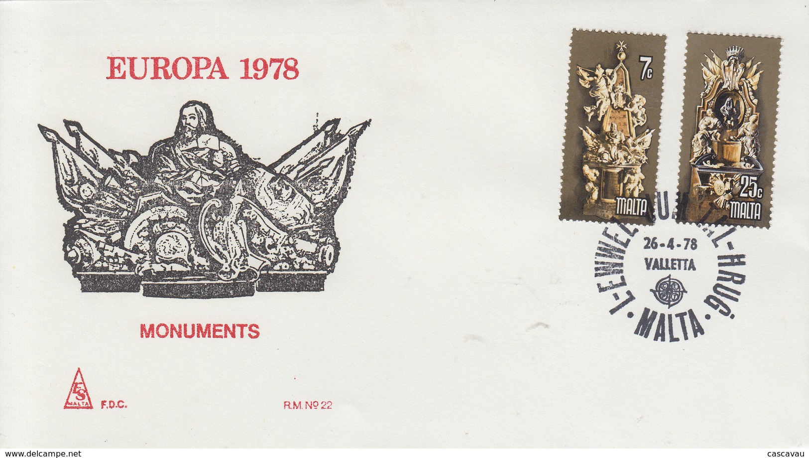 Enveloppe  FDC  1er  Jour    MALTE     Paire    EUROPA     1978 - 1978