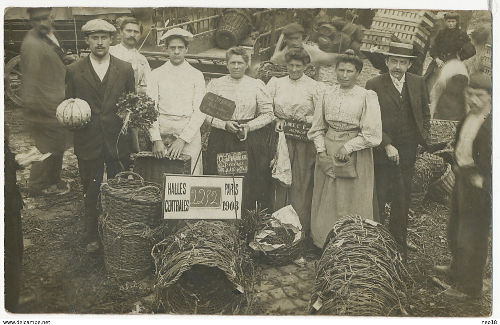 Carte Photo Cultivateurs De St Michel Sur Orge Aux Halles En 1908 Louis Tronchet Edmond Loreau Etc - Saint Michel Sur Orge