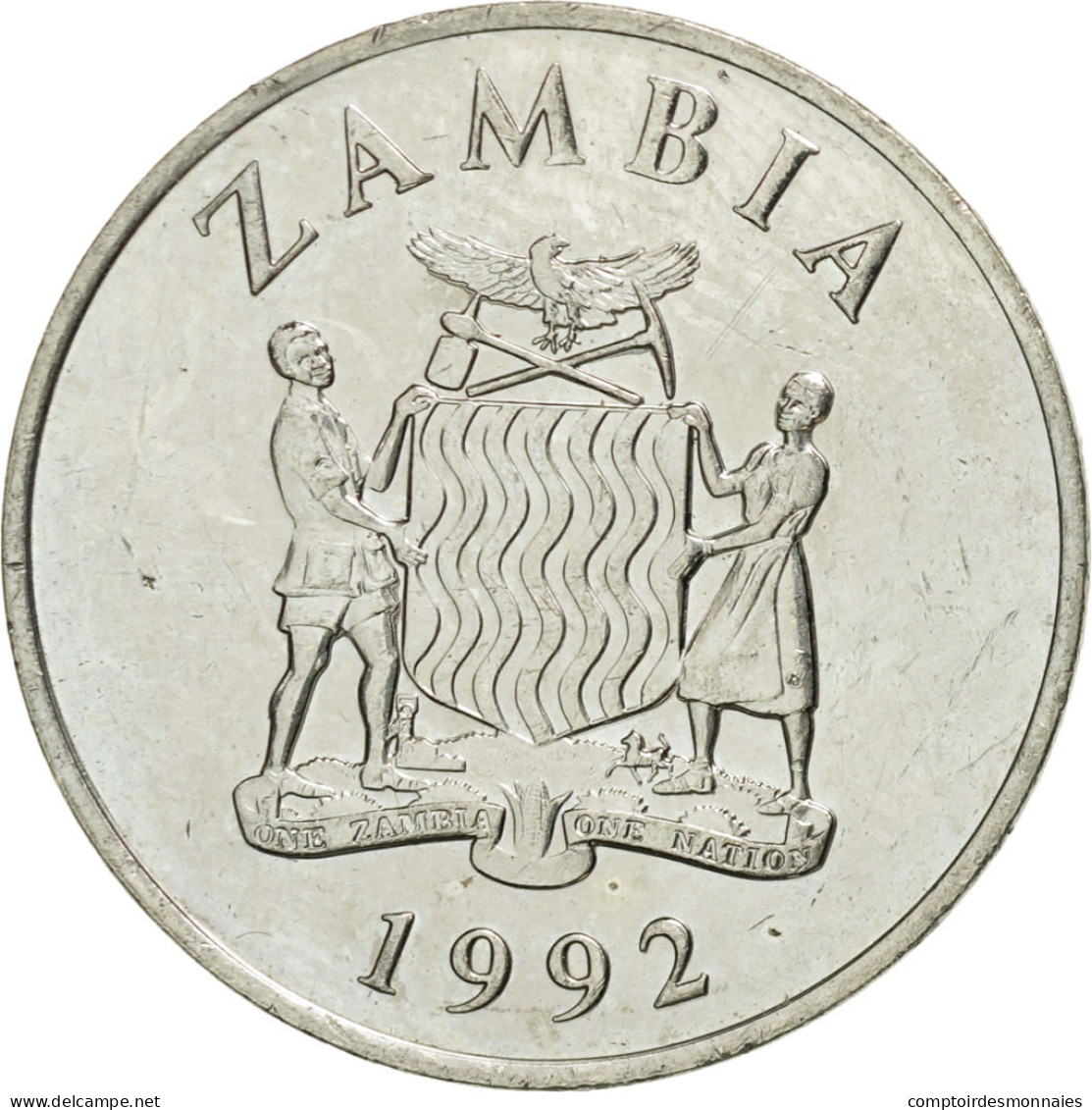 Monnaie, Zambie, 25 Ngwee, 1992, British Royal Mint, TTB+, Nickel Plated Steel - Sambia