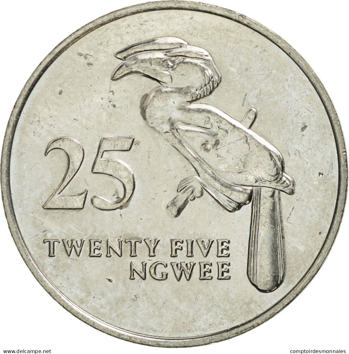 Monnaie, Zambie, 25 Ngwee, 1992, British Royal Mint, TTB+, Nickel Plated Steel - Sambia