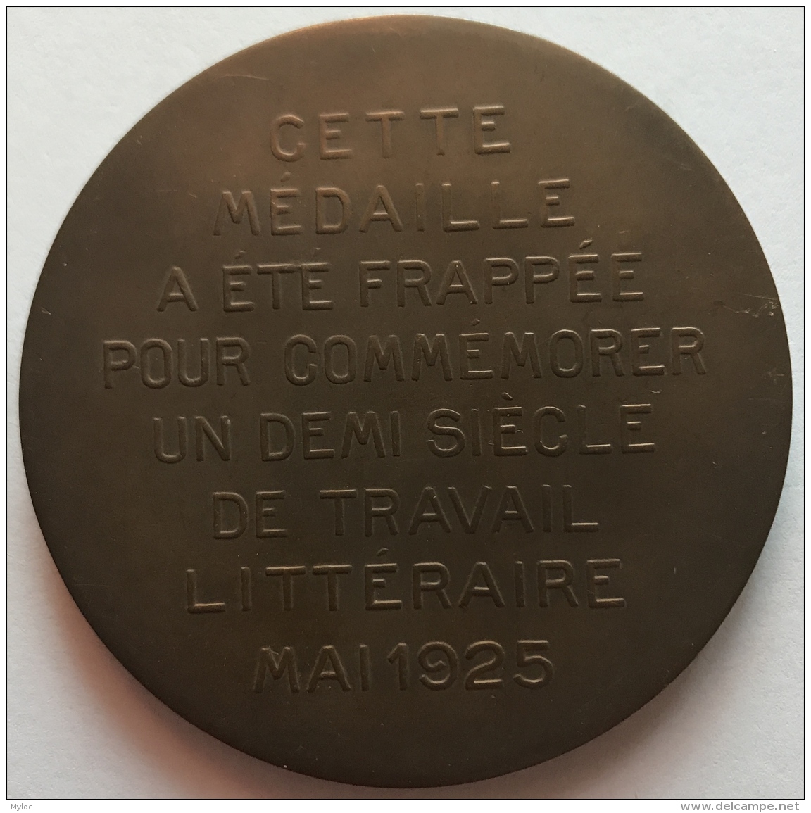 Médaille. Gérard Harry. Pour Commémorer Un Demi Siècle De Travail Littéraire 1925. G. Devreese. 70mm - 119g - Firma's