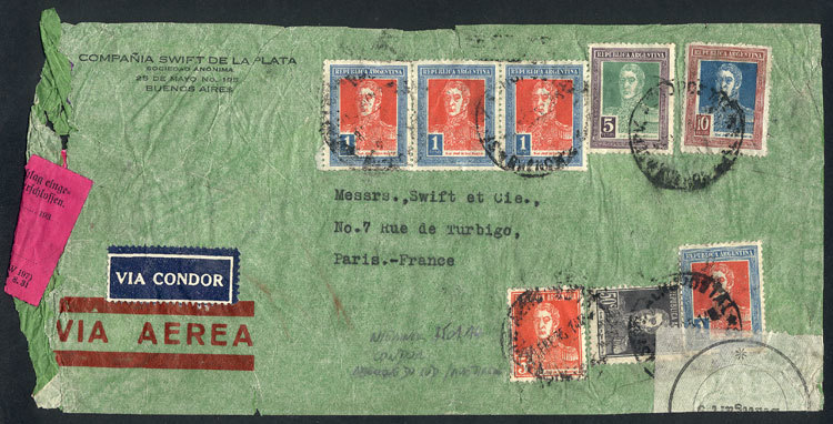 ARGENTINA Airmail Cover Sent By Condor From Buenos Aires To France, With Specta - Andere & Zonder Classificatie