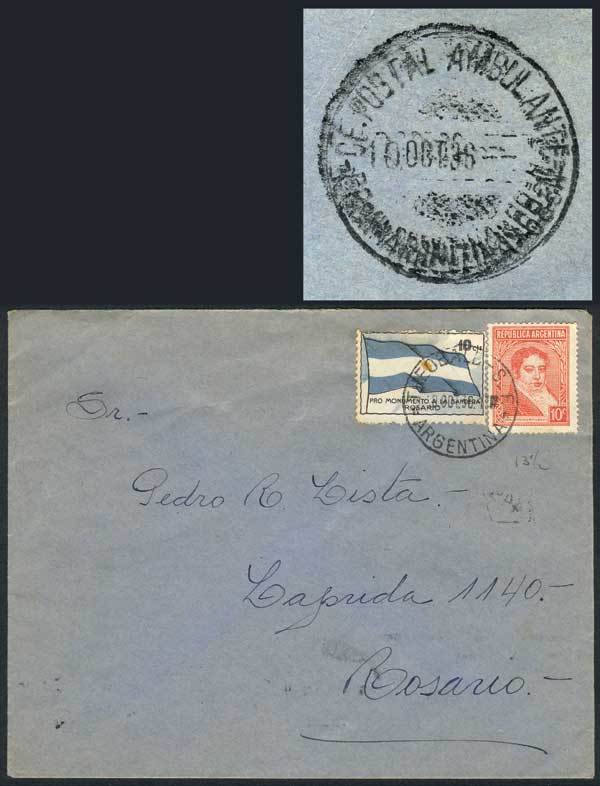 ARGENTINA "Cover Franked By GJ.797 + 10c. Cinderella ""Pro Flag Monument, Rosar - Andere & Zonder Classificatie