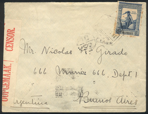 MOZAMBIQUE Cover Sent From VILA CABRAL To Argentina On 21/NO/1940 Franked With - Mozambique