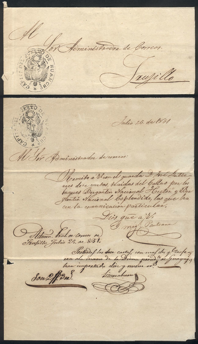 PERU "Entire Letter (with Handstamp Of Capitanía Del Puerto De Huanchuco) Of 25 - Peru