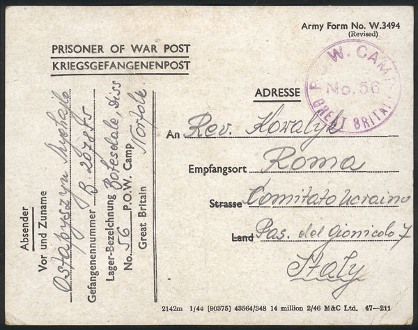 UKRAINE Card Sent By A Prisoner Of War Of Ukranian Origin In A POW Camp In Norf - Oekraïne