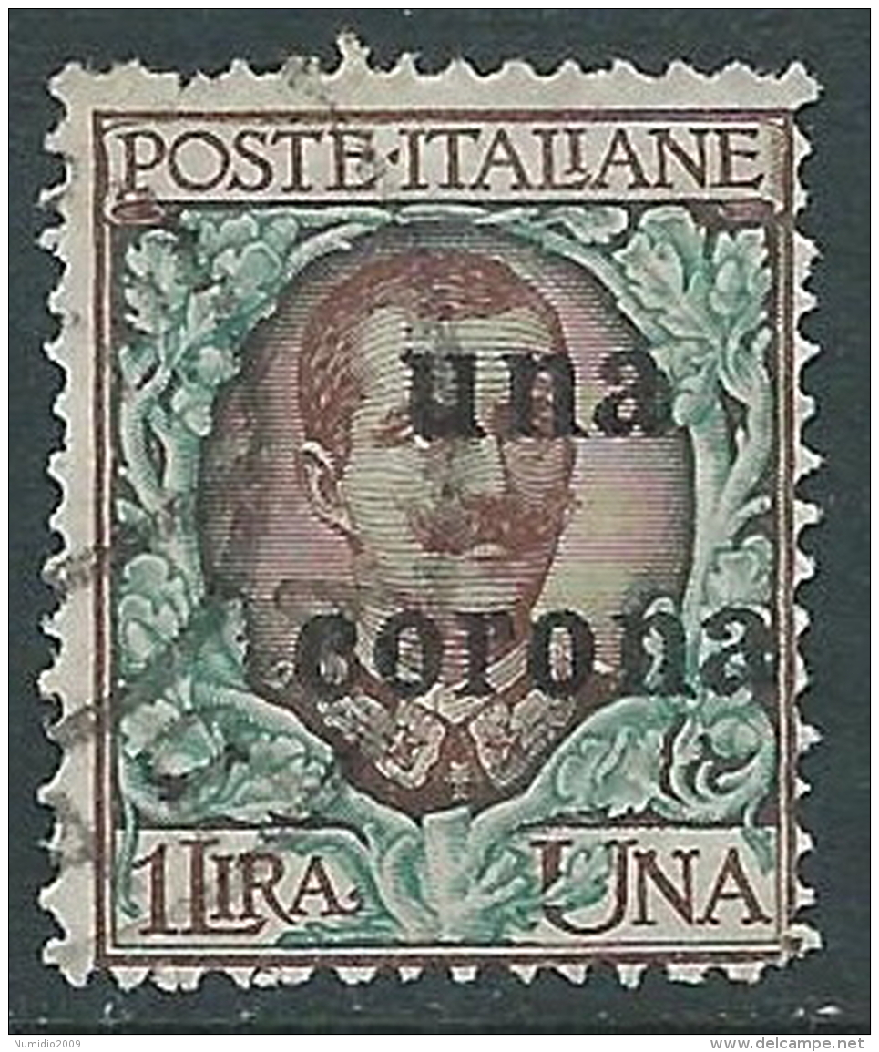 1919 DALMAZIA USATO FLOREALE 1 CORONA SU 1 LIRA - R16-8 - Dalmatie