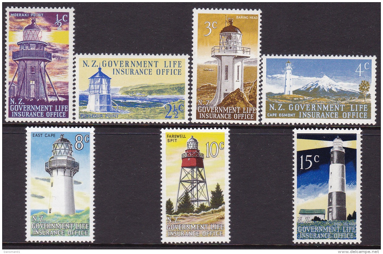 New Zealand 1969-76 Lighthouses Sc OY43-49 Mint Hinged - Impuestos