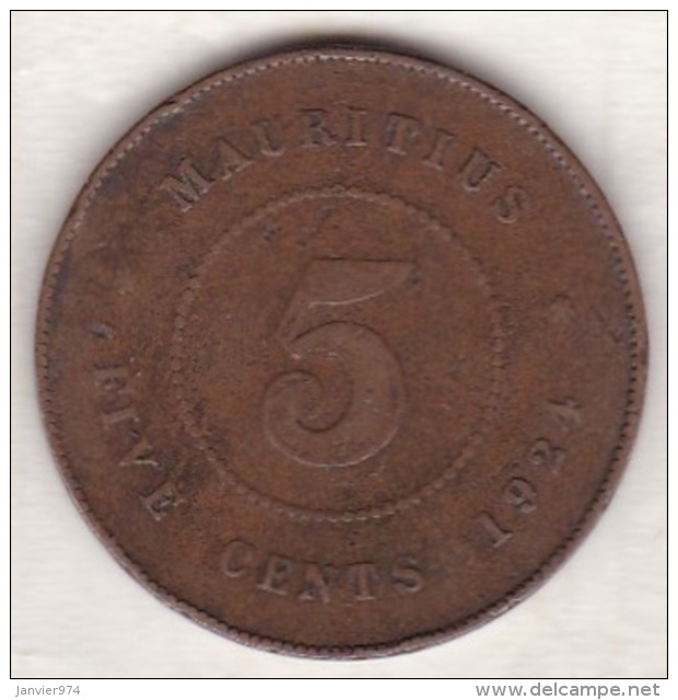 Ile Maurice , 5 Cents 1924 , George V - Mauritius