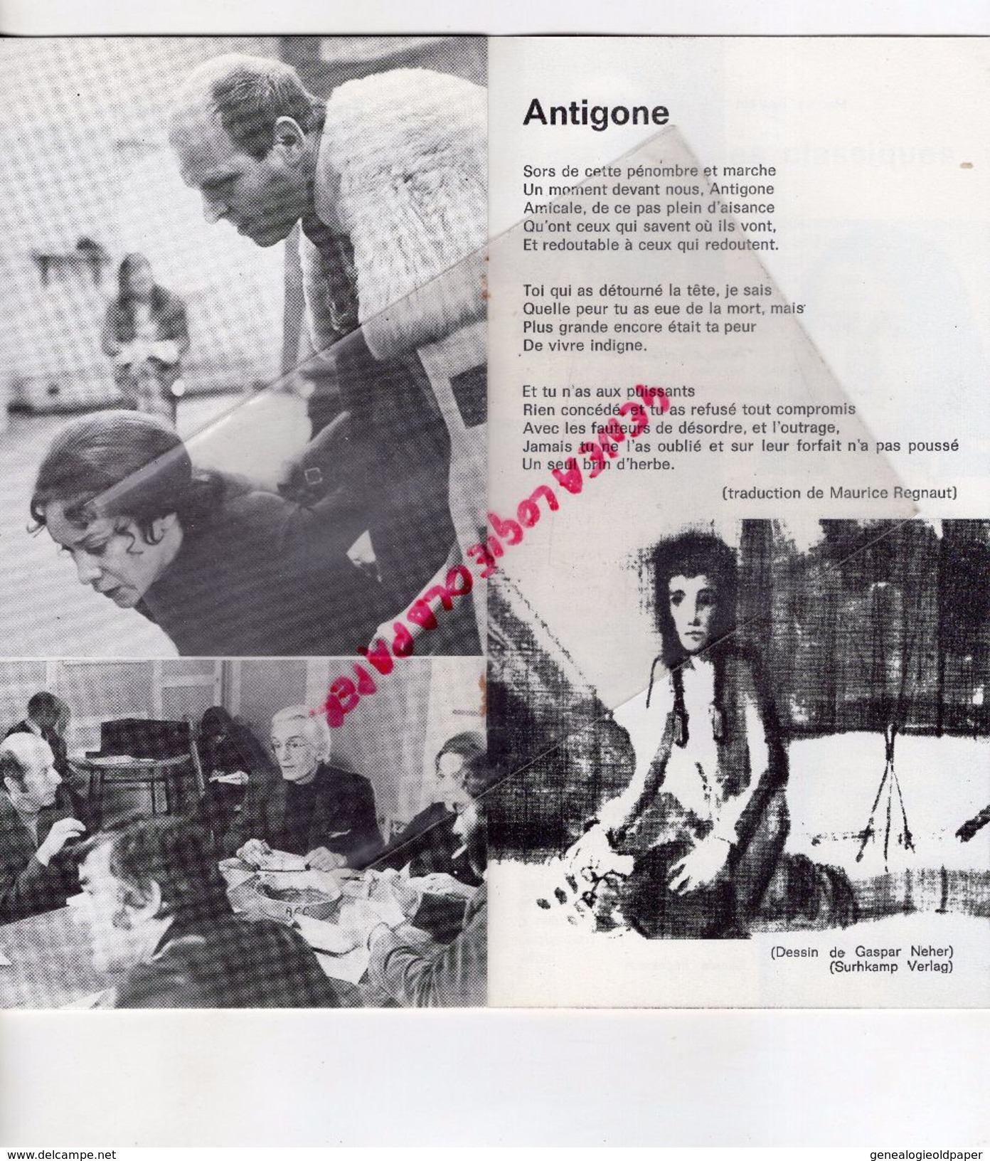 75- PARIS- PROGRAMME THEATRE ODEON -PIERRE DUX-72/73-ANTIGONE-BERTOLT BRECHT-SOPHOCLE-J.P. MIQUEL-CHAUMETTE-SILBERG - Programme