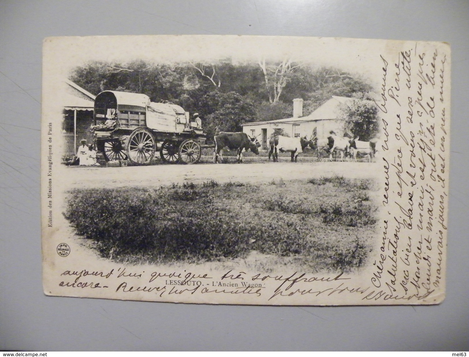 A440. CPA. AFRIQUE.ZAMBIE. LESSOUTO. L'Ancien Wagon.  Beau Plan Animé .ecrite & Voyagée 1912 - Zambia