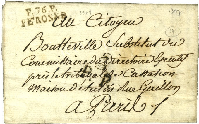 P. 76. P. / PERONNE Sur Lettre Avec Texte Daté 1797. - TB / SUP. - Sonstige & Ohne Zuordnung