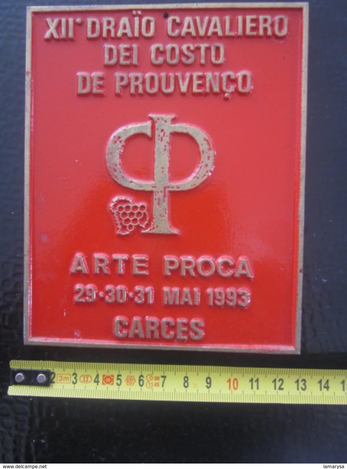 CARCES XIIé DRAIO CAVALIERO DEI COSTO DE PROUVENCO-93 F.F.E.ARTE PROCA-Équestre Equitation Plaque Souvenir Commémorative - Ruitersport