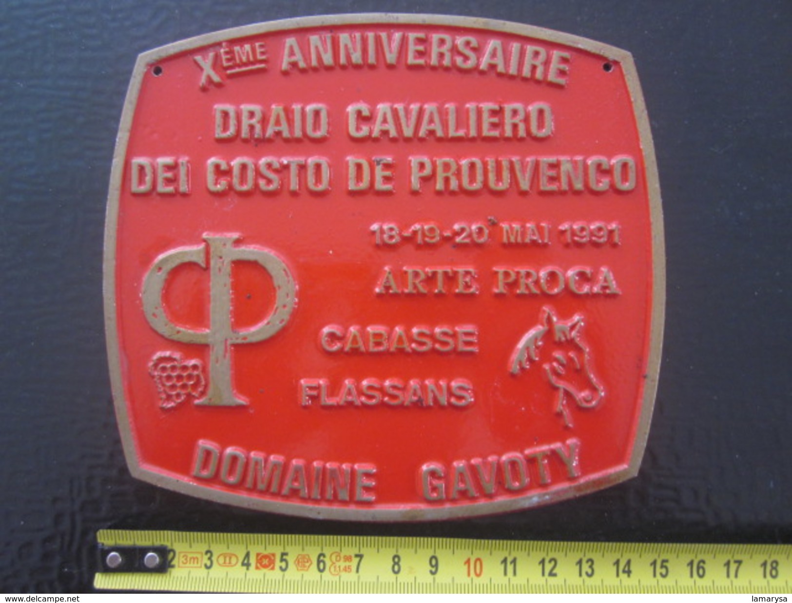 CABASSE FLASSANS Xé AN DRAIO CAVALIERO DEI COSTA DE PROUVENCO-F.F.E.-Équestre Equitation Plaque Souvenir Commémorative - Reiten