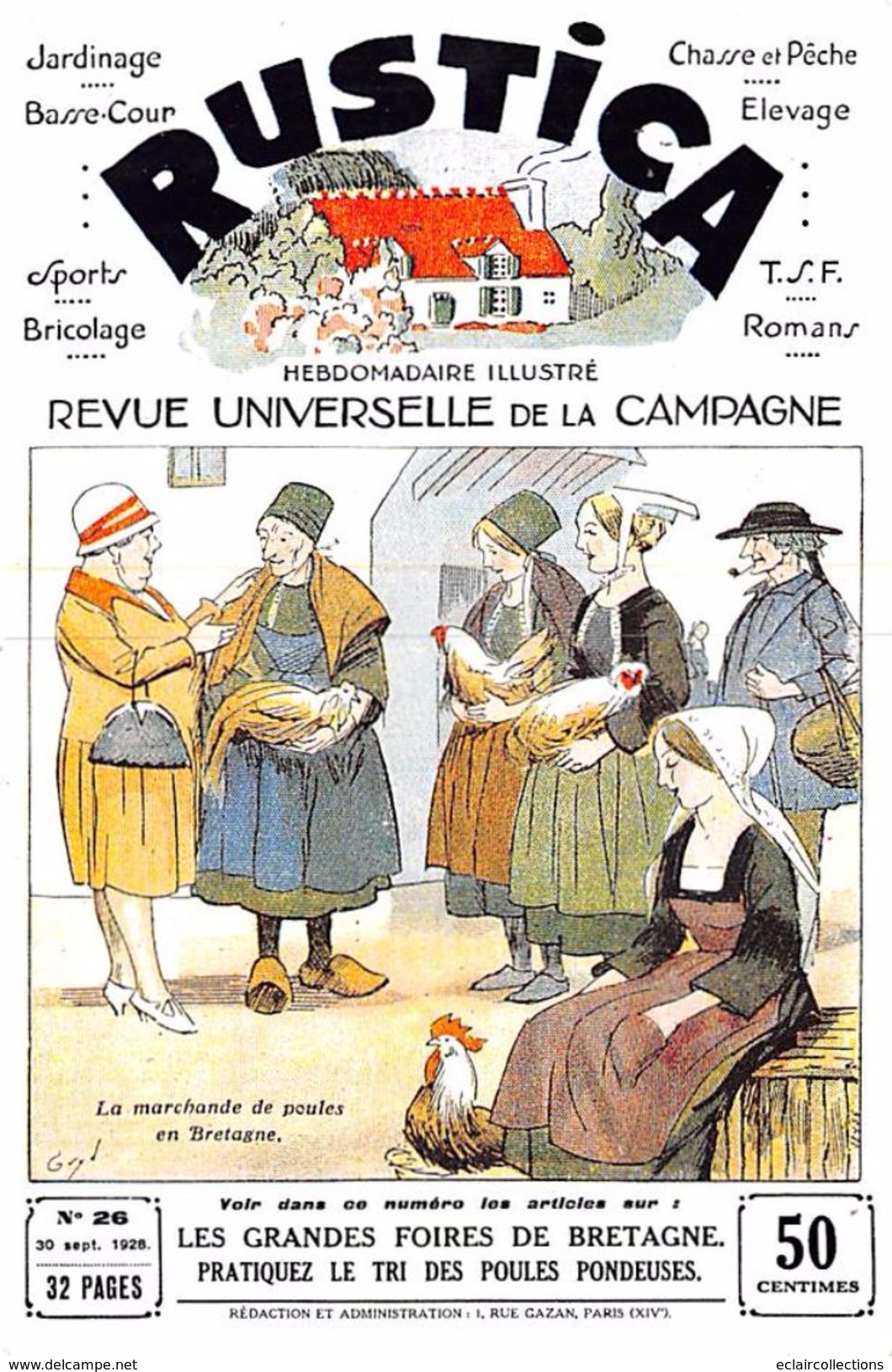 Thème:  Agriculture:Elevage.Publicité Rustica . Revue universelle de la campagne Lot de 10 cartes - 10 x 15 (voir scan)