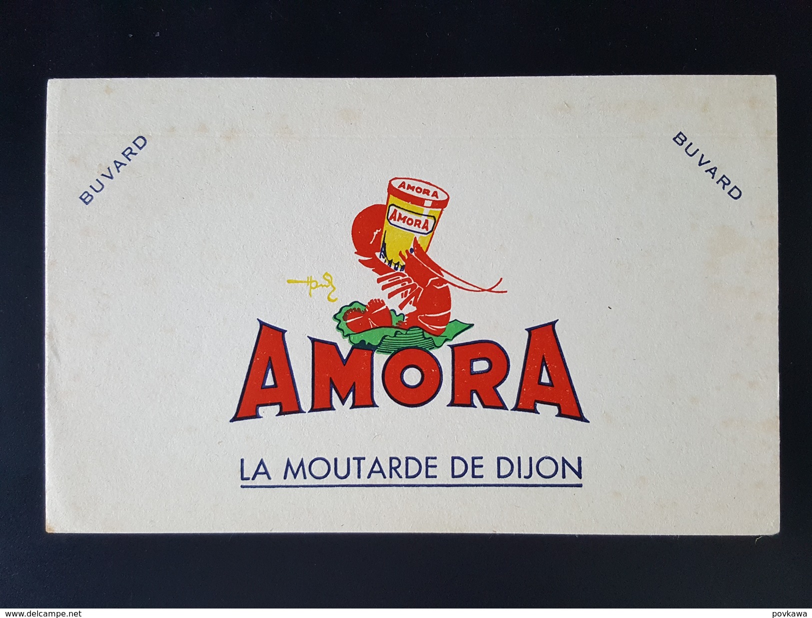 Ancien Buvard Publicitaire, AMORA La Moutarde De Dijon. - Moutardes