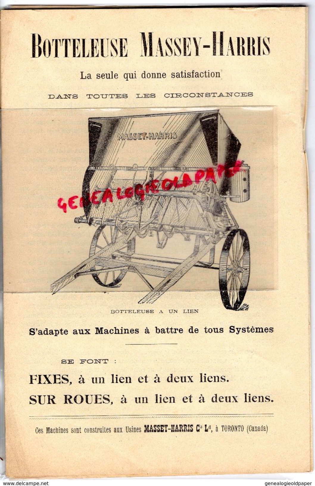 75 -PARIS-CATALOGUE LISTE TARIF 1913-PIECES RECHANGE FAUCHEUSE MASSEY HARRIS FERGUSON N°18- TRACTEUR AGRICULTURE