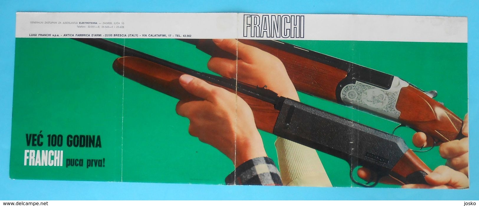 FRANCHI ( Italy ) - Falconet Shotgun & Carabine ... Yugoslav Vintage Catalogue * Chasse Jagd Caccia Caza Hunt Italia - Italie