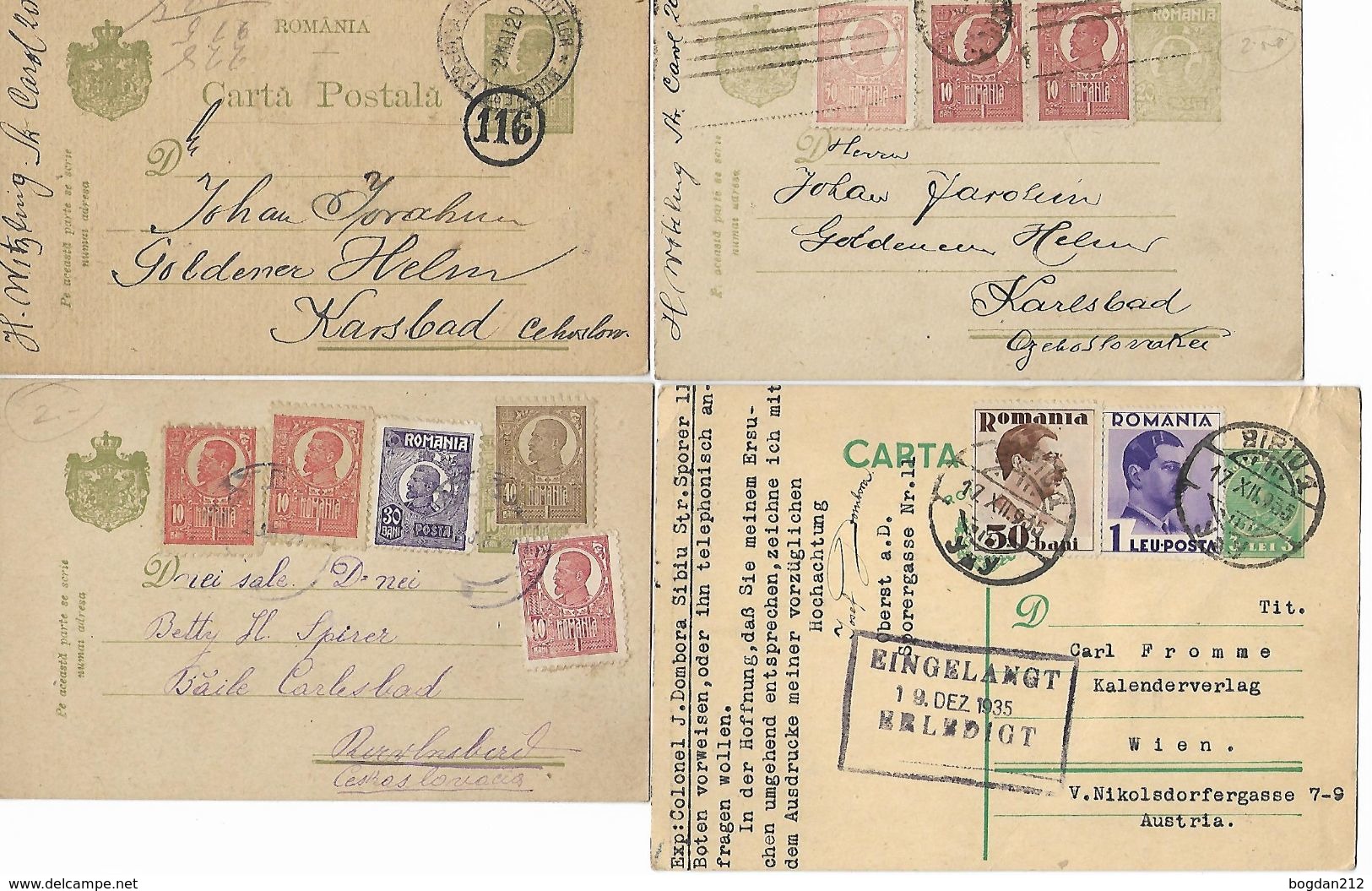1920/1935 - ROMANIA,4 Post Karte, 2 Scan - Lettres & Documents