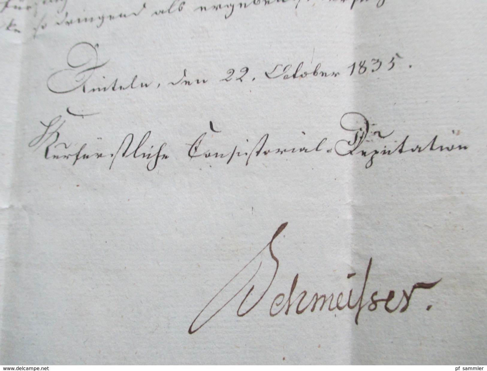 Altdeutschland / Vorphila 1835 Papiersiegel Grafschaft Schaumburg. Stempel L2 Rinteln 28 Octo nach Bückeburg