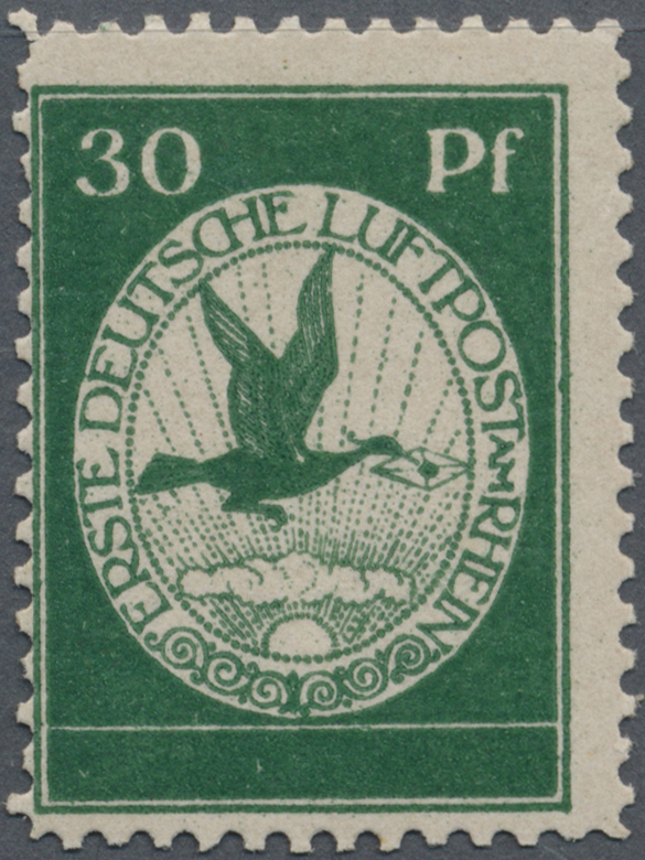 ** Deutsches Reich - Germania: 1912, 30 Pfg. Flugpost Rhein/Main, Postfrisch In übl. Zähnung, Geprüft B - Unused Stamps