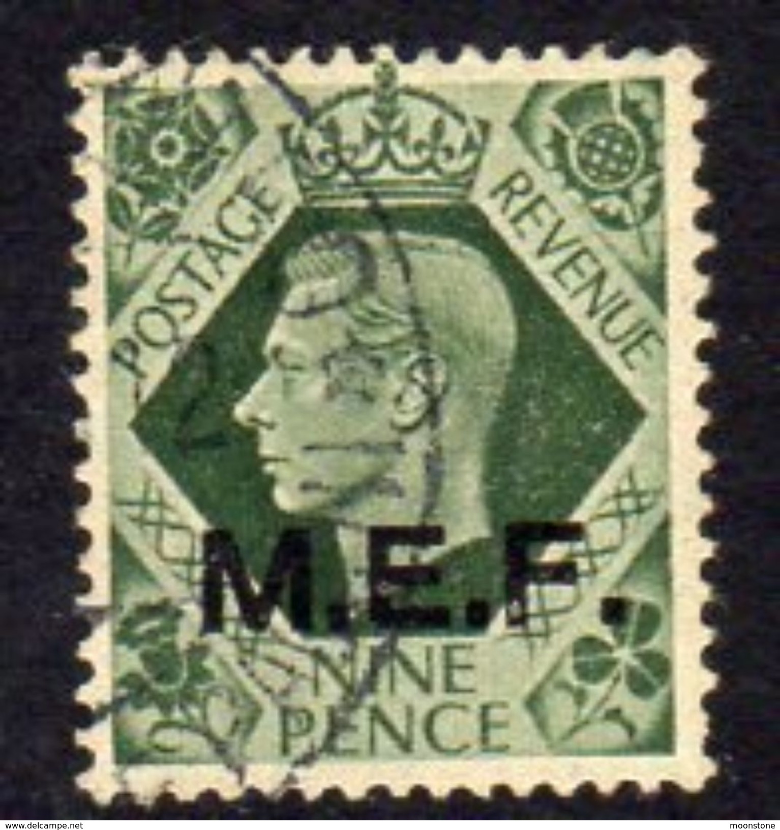 BOIC, Middle East Forces 1943-7 9d 13½mm Overprint On GB, Used, SG M17 (A) - Britse Bezetting MEF