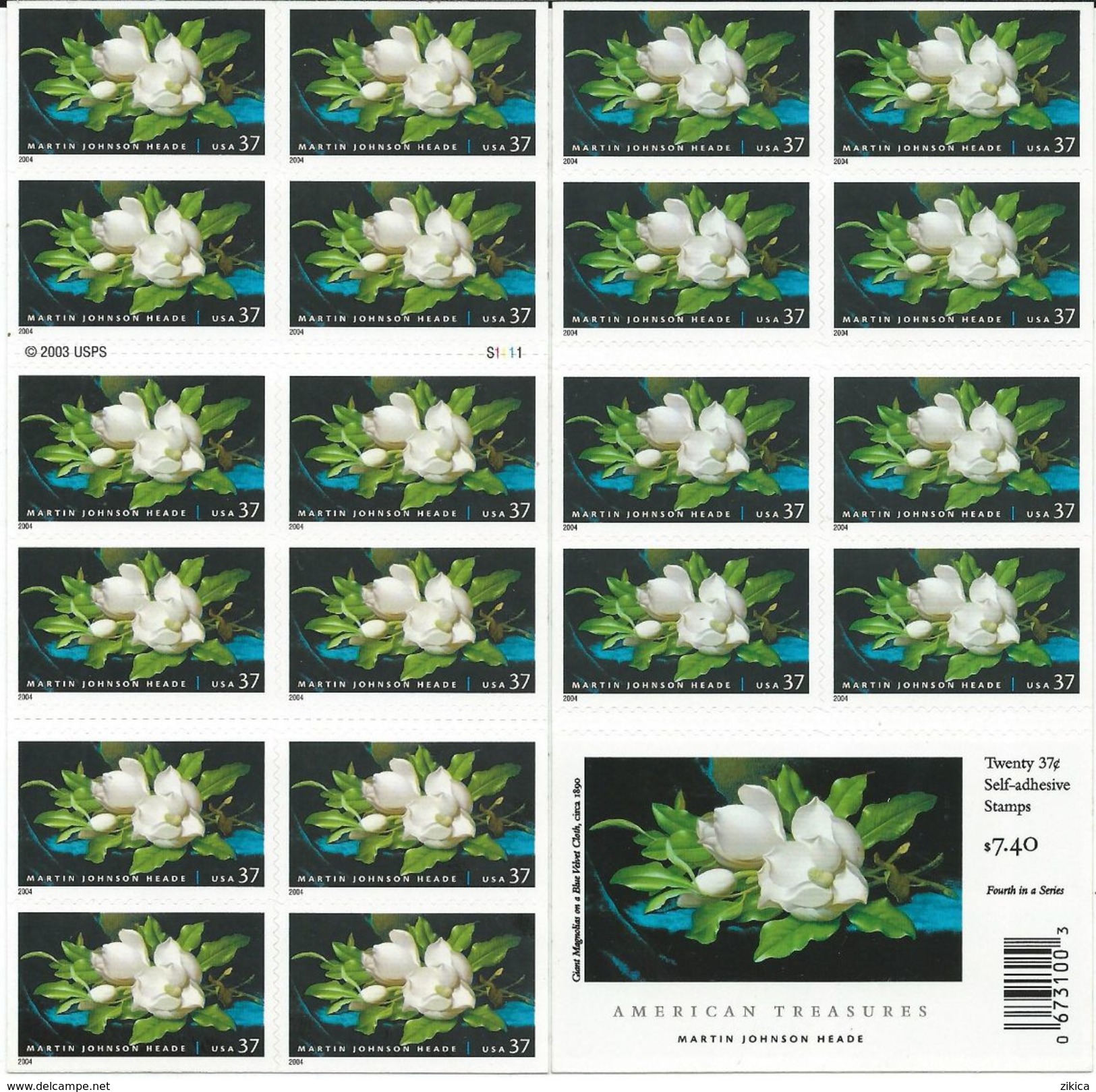 United States 2004 Martin Johnson Heade - Self-Adhesive.booklet Of 20 Stamps. MNH - Neufs