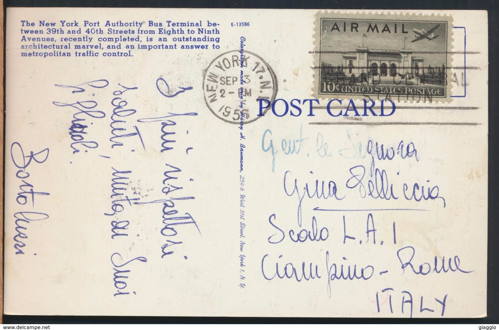 °°° 7770 - NY - NEW YORK - PÖRT AUTHORITY BUS TERMINAL - 1962 With Stamps °°° - Transports