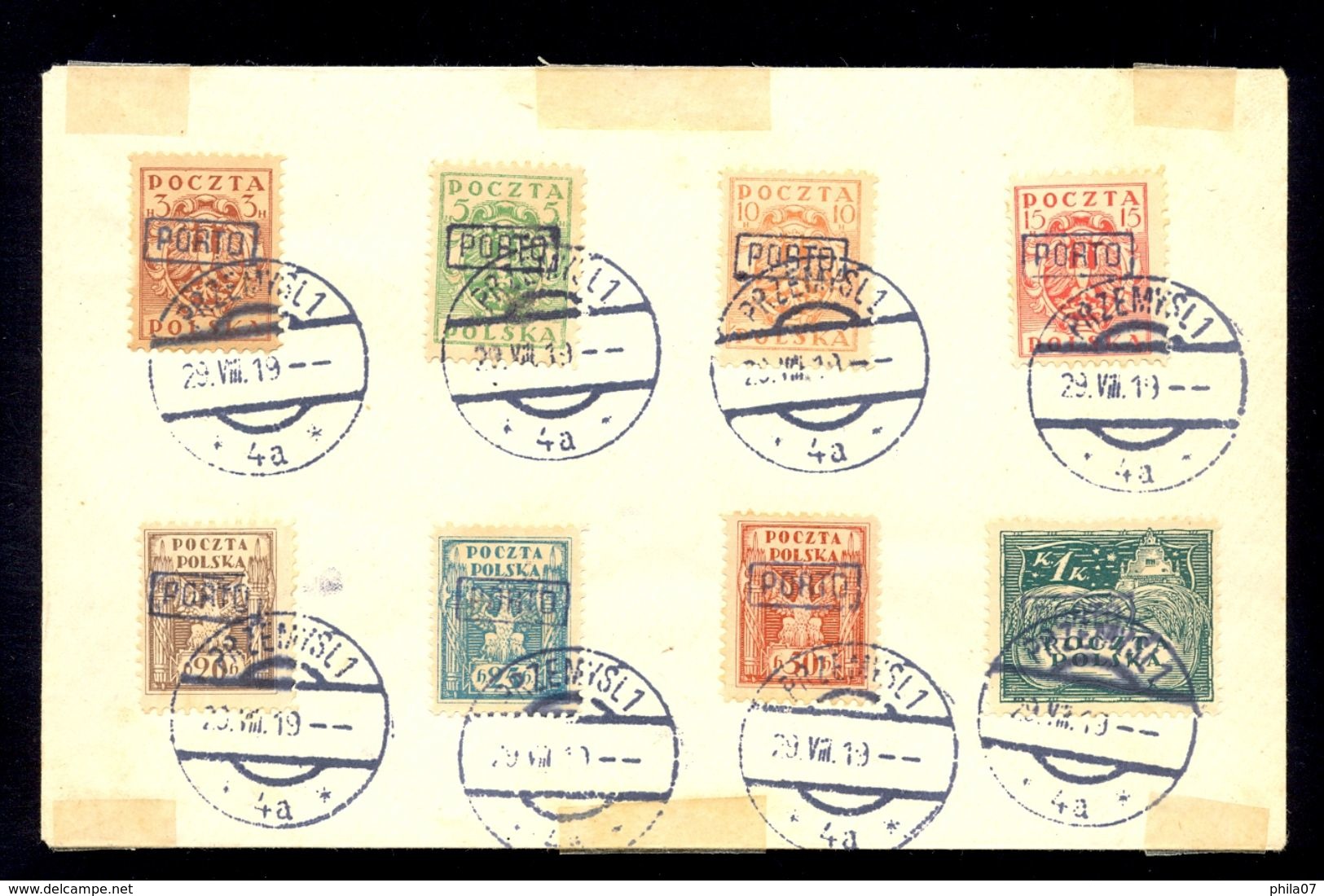 Poland - Przemisl Porto Provisorium On Envelope, Cancel 29.08.1919. Intereting Cancels / 2 Scans - Andere & Zonder Classificatie