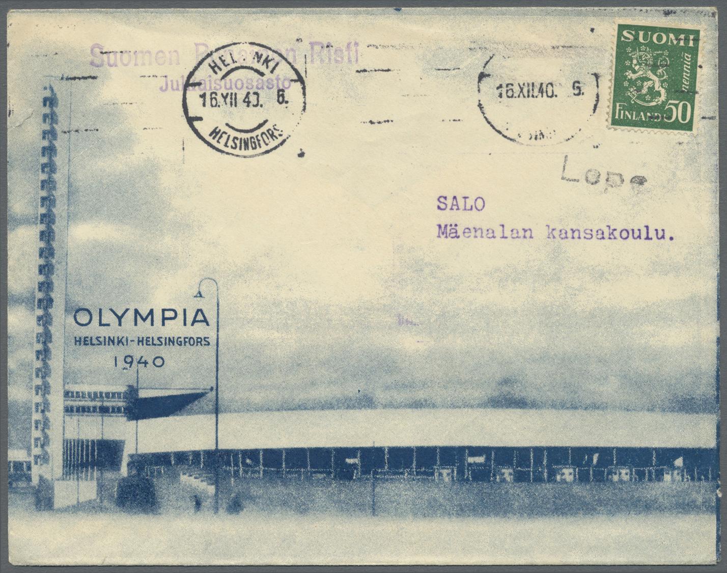 Br Thematik: Olympische Spiele / Olympic Games: 1940 Olympia Helsinki: Two Special Illustrated Envelopes For The Olympic - Autres & Non Classés