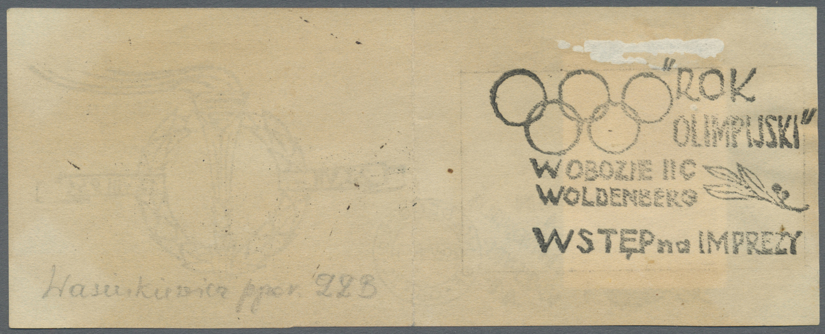 Brrst Thematik: Olympische Spiele / Olympic Games: 1944 Polen Woldenberg 10F. Lagerpostmarke Zum Olympischen Jahr Mit Ma - Autres & Non Classés