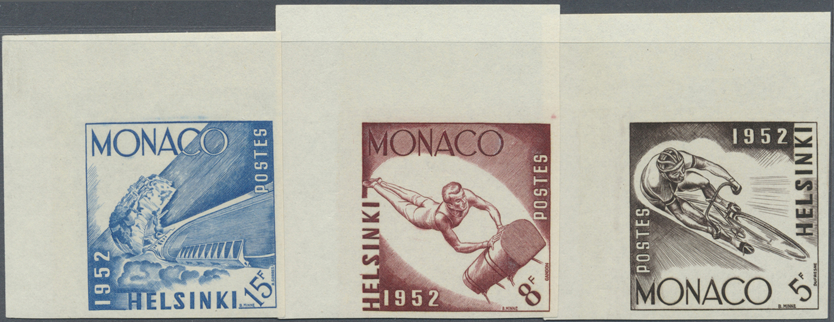 ** Thematik: Olympische Spiele / Olympic Games: 1952, Olympia Helsinki 1 F - 15 F Complete Set In Three IMPERFORATED Col - Other & Unclassified