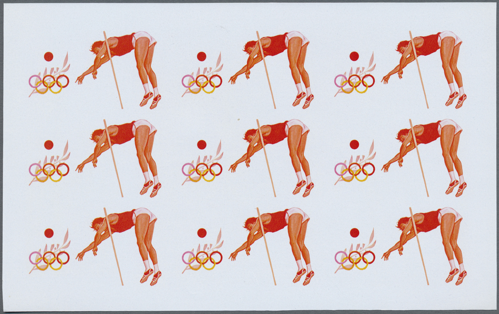 ** Thematik: Olympische Spiele / olympic games: 1971, Ajman. Imperforate progressive proof (8 phases) in partial sheets 