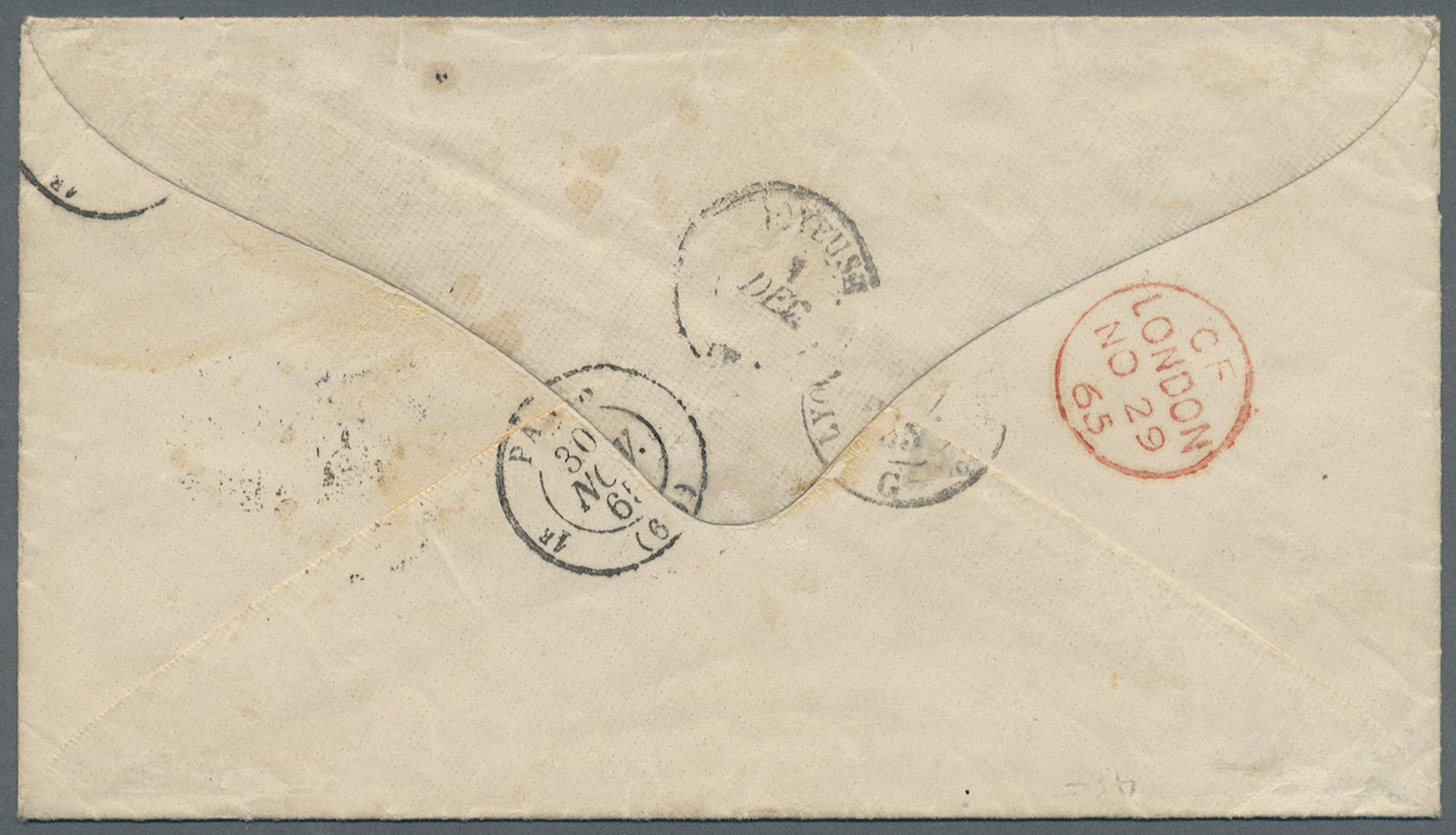 Br Guatemala: 1865. Stampless Envelope Addressed To France Cancelled By Guatemala Date Stamp Routed Via Panama With 'Pan - Guatemala