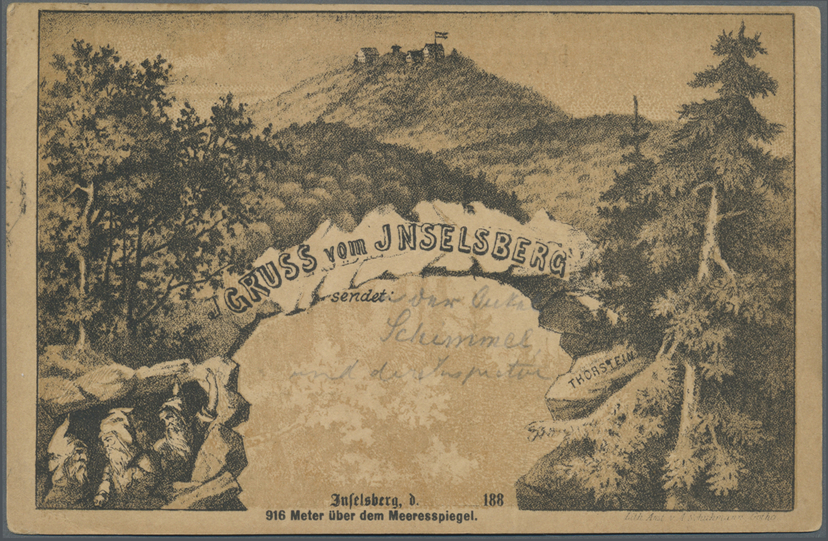 GA Ansichtskarten: Vorläufer: 1886, INSELBERG, Zwerge, Vorläuferkarte 5 Pf. Lila Als Privatganzsache Mi - Non Classificati