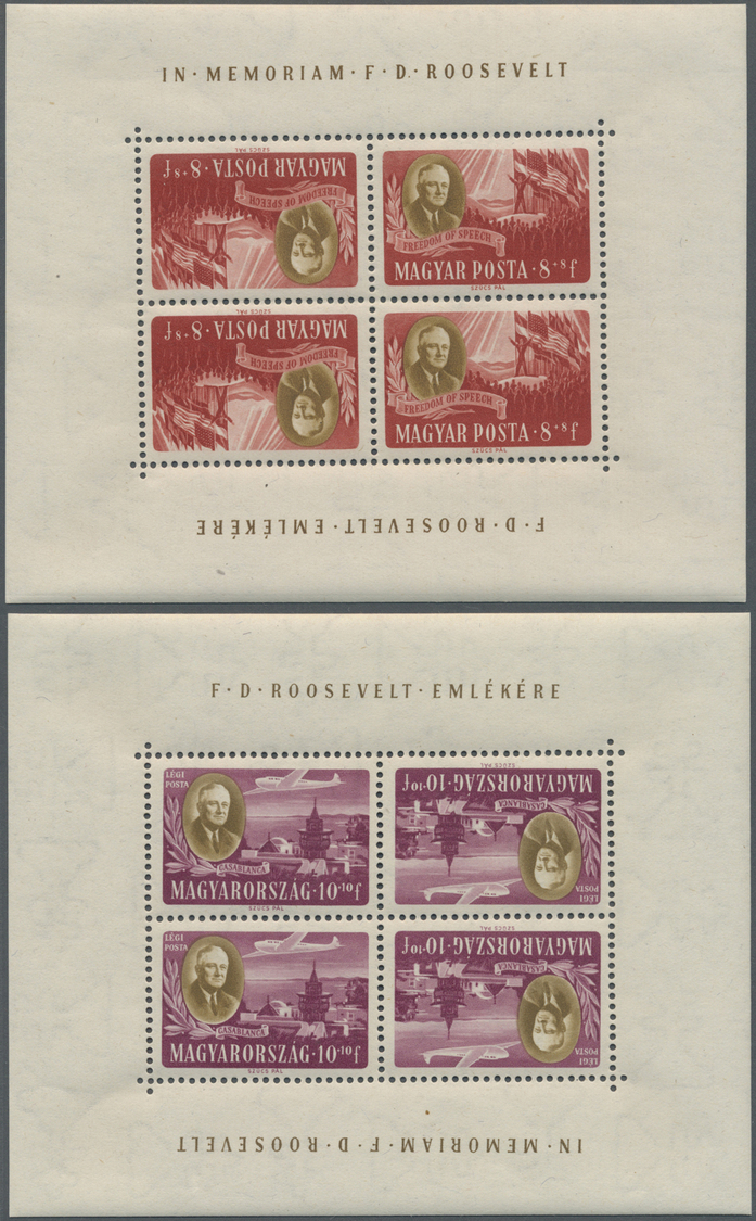 ** Ungarn: 1947, 8 F To 70 F Roosevelt In Eight Tete-beche Blocks (each Two Pairs) - Covers & Documents