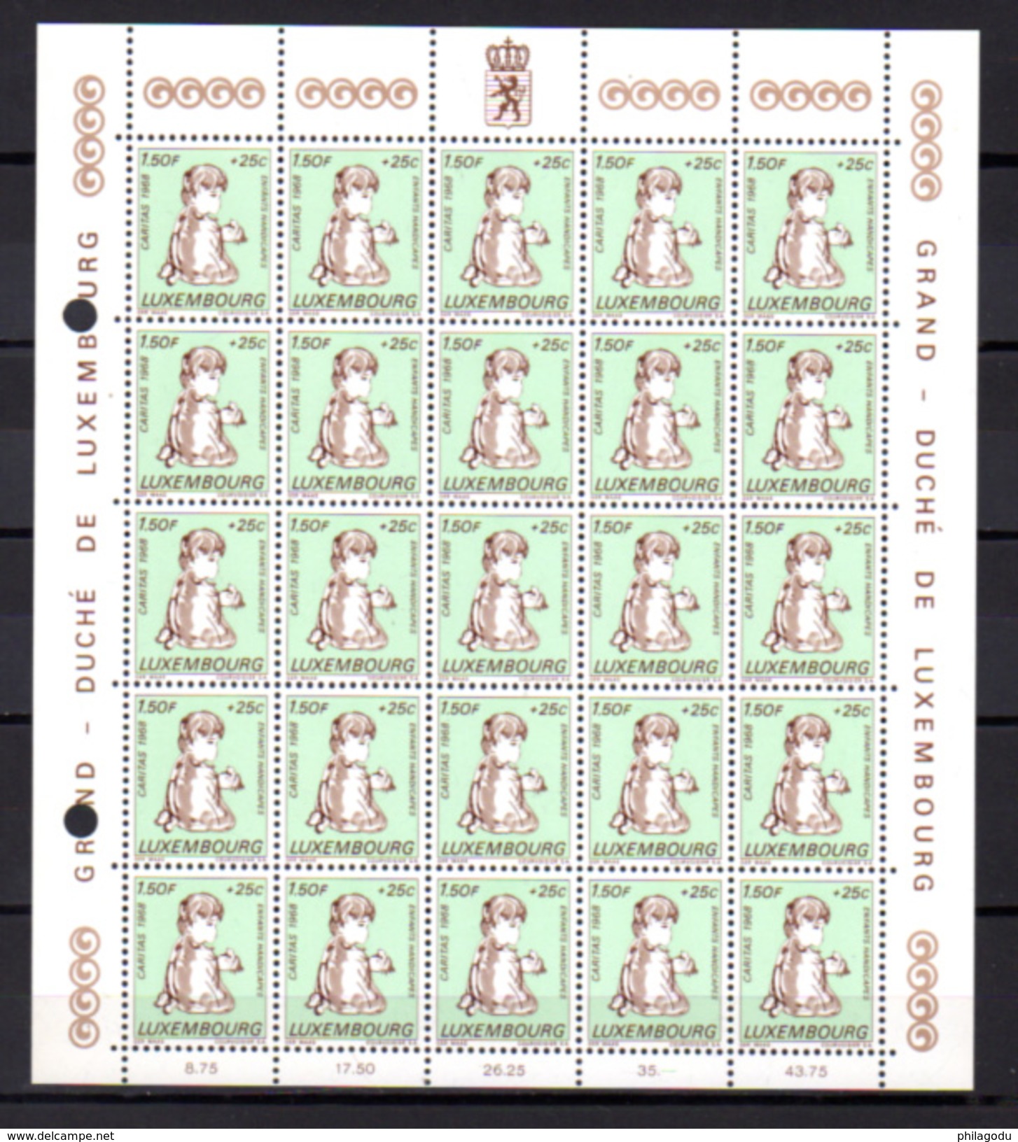 1968,    Enfants Handicapés, 729 /734**en Feuille De 25, Cote 100 €, - Volledige Vellen